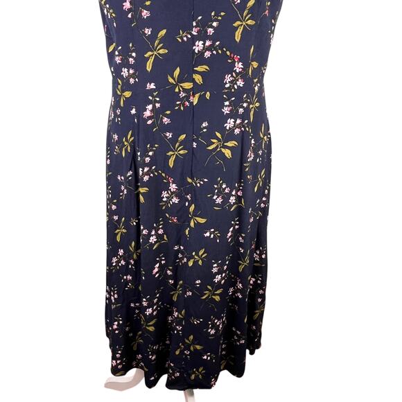 Ann Taylor Navy Blue Floral Midi Faux Wrap Dress 12T - Picture 9 of 14